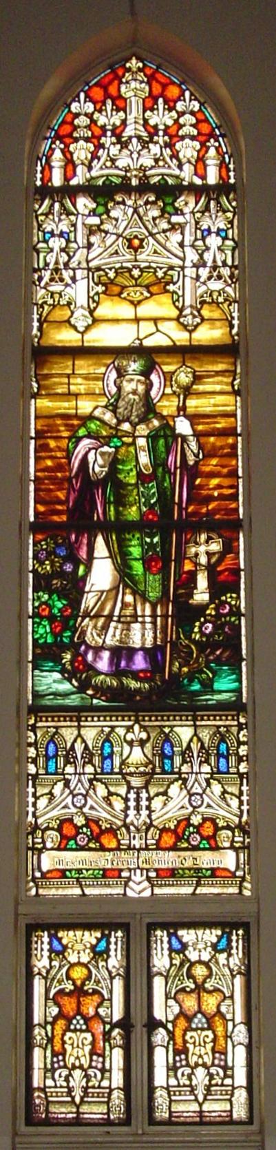 One of many stained glass windows at Holy Name Church